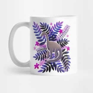 Dinosaur & Leaves - Neon Pink and Purple Mug